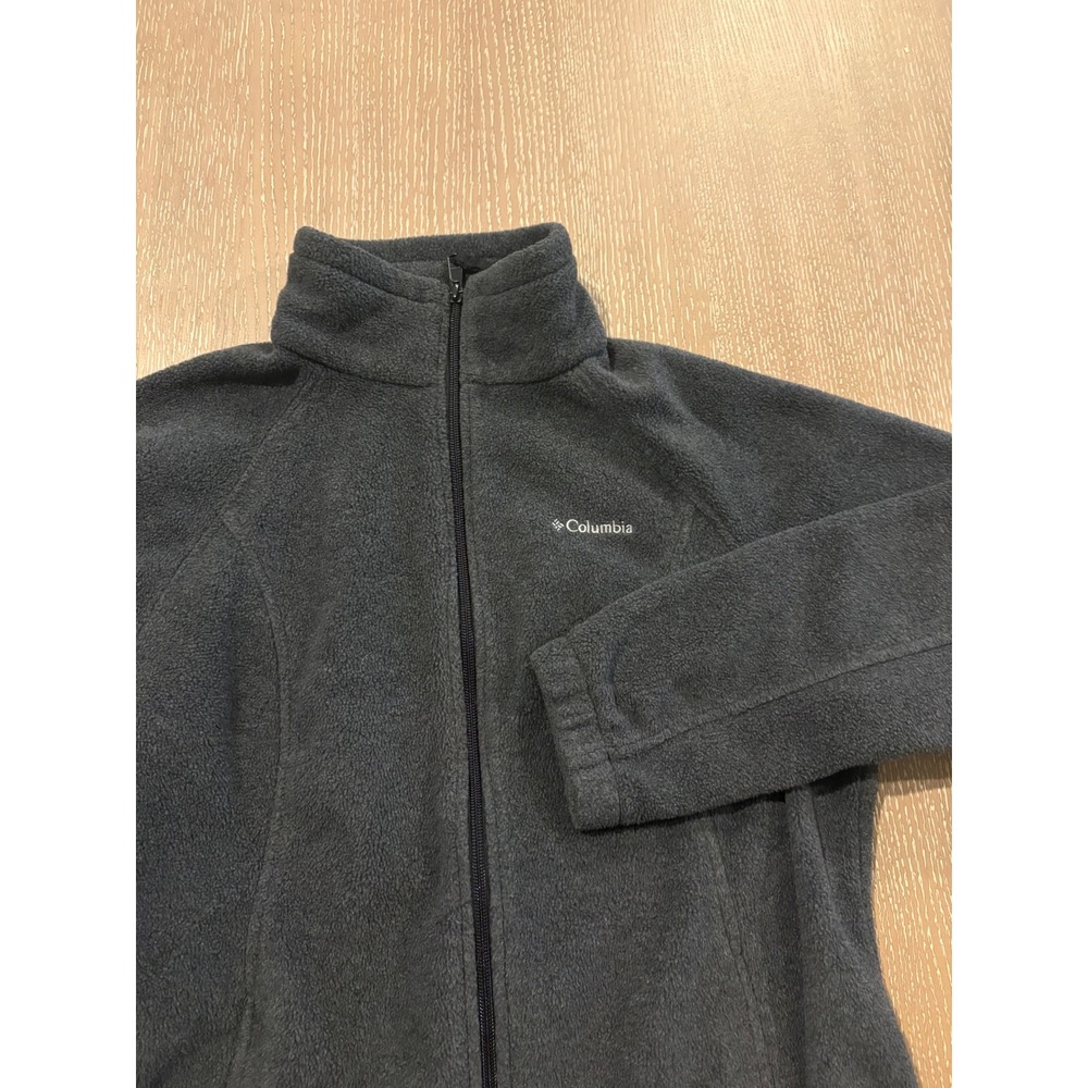Columbia Sportswear Gray Fleece Zip Jacket Women's Large Pockets EUC